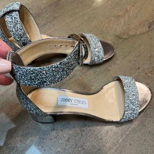 Jimmy Choo glitter sandals with cube heel size 38